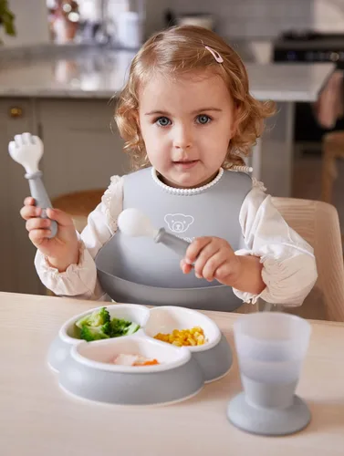 Miniatura 3 de BabyBjörn Cuchara para bebé y tenedor para bebé, 4 piezas, gris, utinsels para bebés, utinsels para niños pequeños, juego de tenedor y cuchara