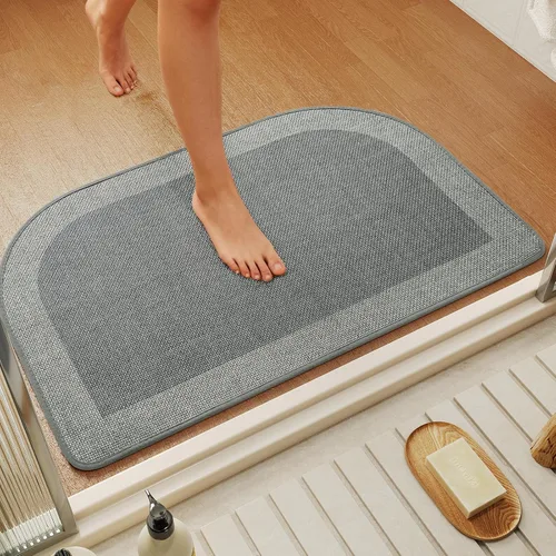 Miniatura 24 de YDKGL Alfombra de baño de medio círculo, alfombras de baño finas para debajo de la puerta, de secado rápido, antideslizante, lavable, con respaldo