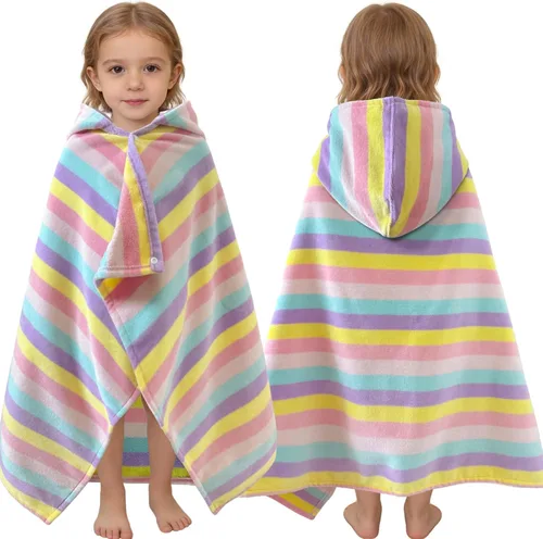 Miniatura 25 de VOOVA & MOVAS Toalla de playa con capucha para niños de 3 a 8 años, 30 x 50 pulgadas, suave, gruesa, grande, 100% algodón, absorbente para playa