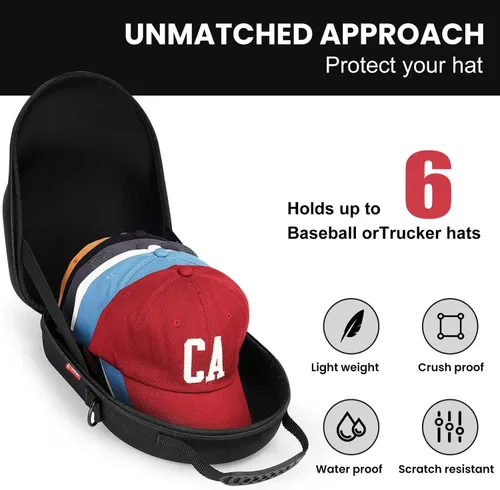 Miniatura 2 de Livelab Funda para sombreros, funda rígida para gorras de béisbol, almacenamiento de sombreros con asa de transporte y correa para el hombro, Azul