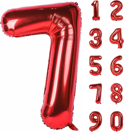 Miniatura 81 de Globo gigante de helio de 40 pulgadas, número 0 rojo, de poliéster, película de aluminio, 0-9, para niña y niño, autoinflable, dígito cero