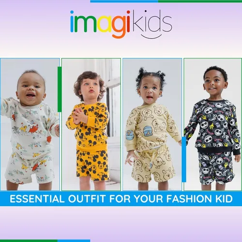 Miniatura 2 de Disney Mickey Mouse Winnie the Pooh Lion King Toy Story Jack Skellington - Sudadera y pantalones cortos de felpa francesa para recién nacidos a