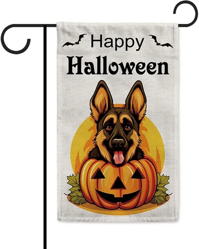 Miniatura 14 de Bandera de jardín de bulldog de Halloween de 12.5 x 18 pulgadas, vertical, doble cara, calabaza de Feliz Halloween, linda cachorro, decoración