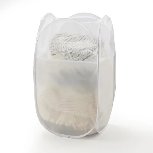 Miniatura 15 de TECHMILLY Cesta plegable de malla para la ropa sucia con asas resistentes y bolsillo lateral, cestas plegables portátiles para ropa para dormitorio