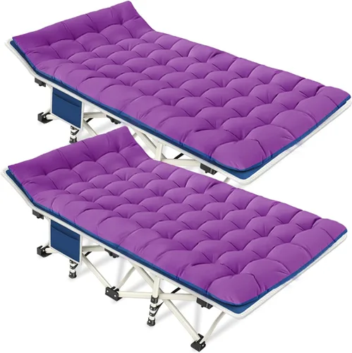 Miniatura 15 de COLMERD Catre de camping con cómodo colchón para dormir con almohadilla resistente cama de camping catre de dormir incluye bolsa de transporte