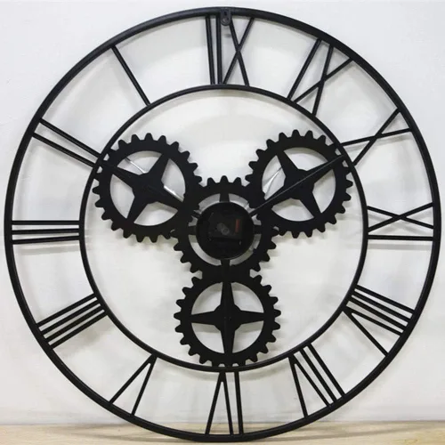 Miniatura 2 de Wall Clock Retro Do The Old European Single Creative Clock Metal Wall Round Wall Clock Mute Industry Shows Wind Speed (60 * 4 * 60 Cm)