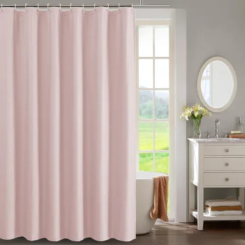 Miniatura 28 de OWENIE Cortina de ducha blanca para baño, 96 pulgadas, extra larga, elegante cortina de ducha de tela texturizada en relieve 3D, repelente al agua