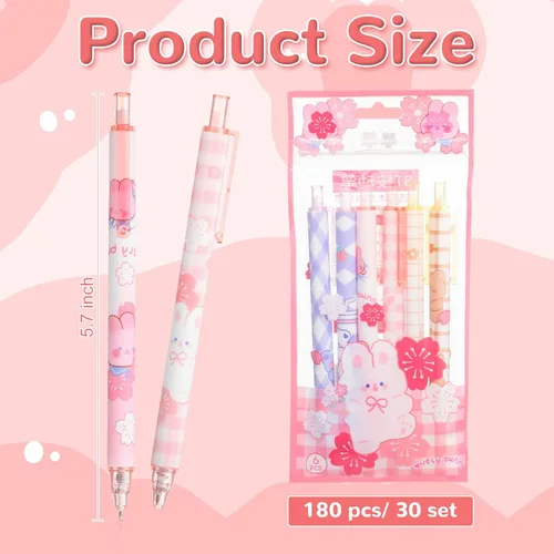 Miniatura 3 de 180 bolígrafos kawaii a granel, lindos bolígrafos kawaii, suministros de papelería, tinta de gel de Navidad, regalos de regreso a clases, tinta