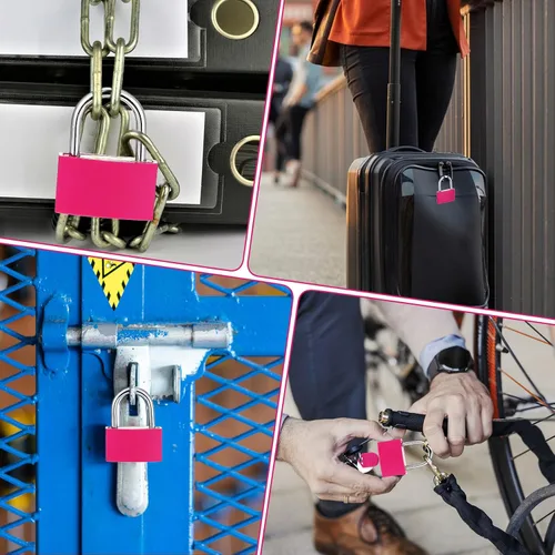Miniatura 6 de Gjinxi Candado de casillero de gimnasio con llave, cerradura de casillero rosa de aluminio con 1.65 pulgadas de ancho, candado impermeable