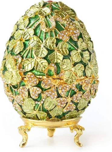 Miniatura 14 de Apropos Huevo Faberge pintado a mano de estilo vintage con esmalte rico y diamantes de imitación brillantes caja de joyería