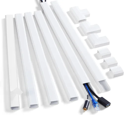 Miniatura 14 de ZhiYo Ocultador de cable de 85 pulgadas para un cable, cubiertas de cable autoadhesivas para cables en la pared, cubiertas de cable de TV pintables