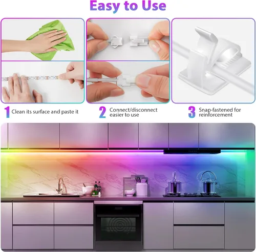 Miniatura 5 de Kit de 6 luces LED para debajo del gabinete, sincronización de música, luces LED que cambian de color con control remoto RF y aplicación, luces