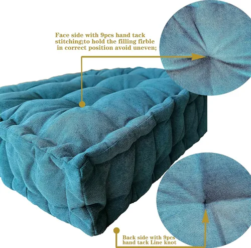 Miniatura 6 de Verpert Almohada de suelo de 25 x 25 pulgadas, cojín cuadrado de meditación asiento de suelo para adultos, cojín de asiento acolchado de gran