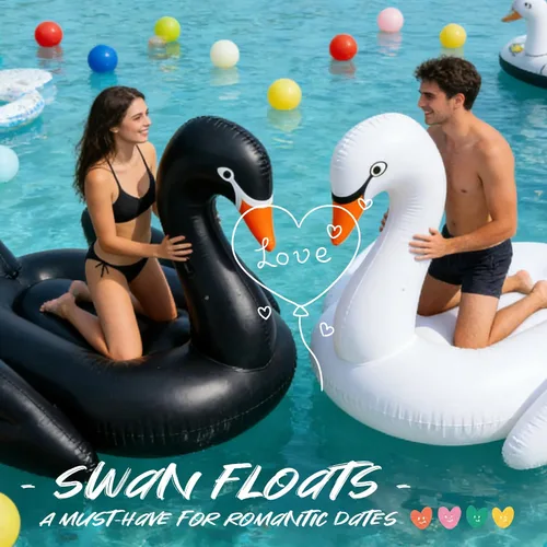 Miniatura 7 de Flotador gigante para piscina, cisne negro, juguete inflable para fiesta de piscina, piscina, salón, balsa con múltiples cámaras de inflado