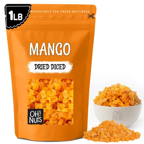 Miniatura 10 de Oh! Nuts Mango seco – 1 libra – Rebanadas de frutas secas – Menos azúcar añadido – Bocados de frutas deshidratados – Empaquetado en bolsa de cierre