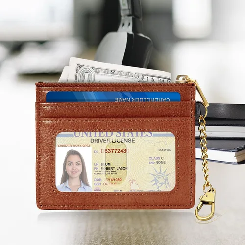Miniatura 86 de SEAVILIA Tarjetero llavero cartera para mujer con ventana de identificación RFID monedero regalo abeja delgada minimalista pequeña cartera