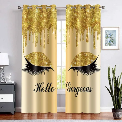 Miniatura 27 de Hello Gorgeous - Cortina de pestañas de unicornio, para oscurecer la habitación, con aislamiento térmico, con ojales, para decoración de dormitorio