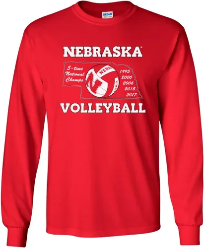 Miniatura 5 de CornBorn Elige tu diseño - Camisetas de manga larga de voleibol de Nebraska Voleibol Script Huskers - Blanco