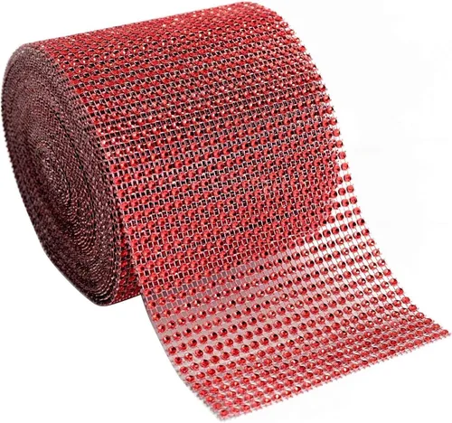 Miniatura 7 de Cinta de malla de diamantes de imitación de calidad suprema, rollo brillante a granel para manualidades, decoración de fiestas, 24 filas, 1 rollo