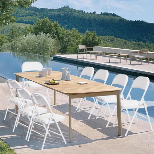 Miniatura 8 de Paquete de 6 sillas plegables acolchadas de cuero, marco de metal con asiento y respaldo de piel sintética, capacidad de 650 libras, silla plegable