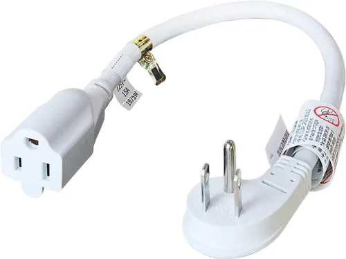 FIRMERST 1875W Cable de extensión de enchufe plano de perfil bajo 1 pie 14AWG 15A Blanco