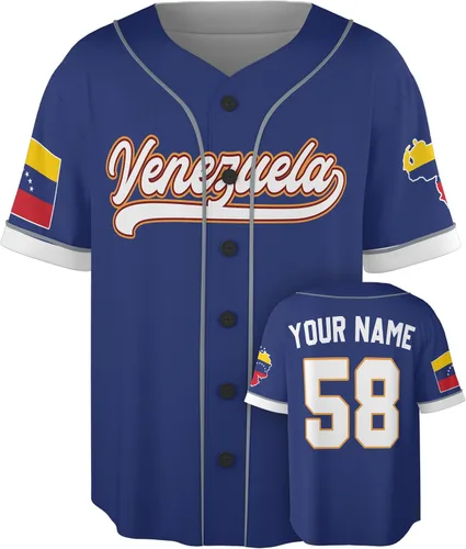 Miniatura 10 de Camiseta de béisbol personalizada de Venezuela - Camisetas deportivas personalizadas del orgullo Veneka con número de nombre, camisas de Beisbol