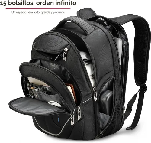 Miniatura 3 de Swissdigital Design TSA - Mochila para laptop de negocios para hombre, mochila de viaje con puerto de carga USB, mochilas universitarias
