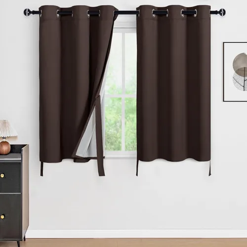 Miniatura 148 de DWCN Cortinas 100% opacas de 84 pulgadas de largo para dormitorio con forro negro, paneles de cortina de ventana de doble capa con aislamiento Azul