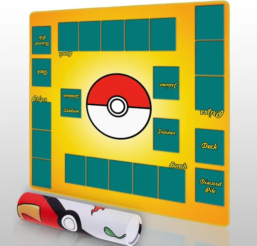 Miniatura 7 de Biouai Tapete de juego para juego de cartas intercambiables, tapete de juego cosido con tubo para juego de cartas con zonas, tapete de juego