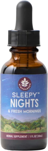 WishGarden Herbs Sleepy Nights Suplemento de hierbas para dormir, pasiflor, lúpulo y Scullcap, gotas naturales para ayudar al sueño, apoya el ciclo