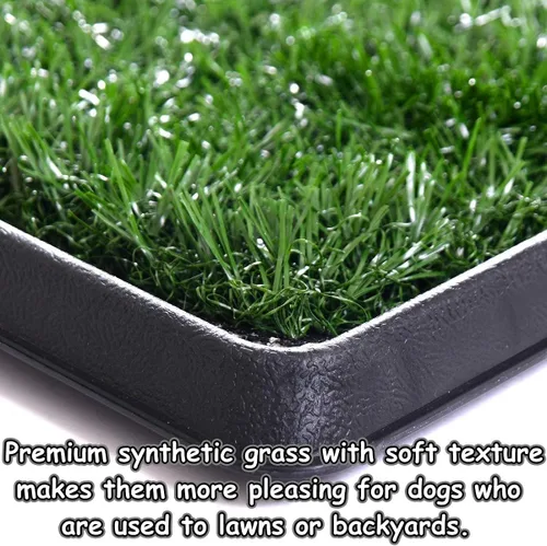Miniatura 9 de Almohadilla de césped para perros con bandeja, 25 x 20 pulgadas, almohadilla de césped artificial para entrenamiento de cachorros, inodoro portátil