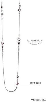 Miniatura 4 de Collares largos para mujer, collar largo de corazón entrelazado, collar de hebra
