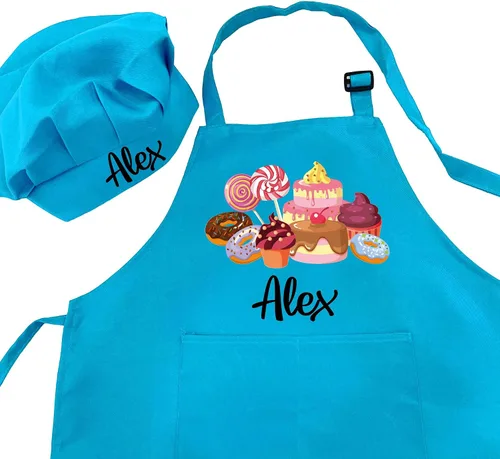 Miniatura 8 de 7th Hill Delantal Personalizado para Niños para Cocinar, Delantal Infantil Personalizado con Sombrero de Chef, Delantal de Cocina para Niños