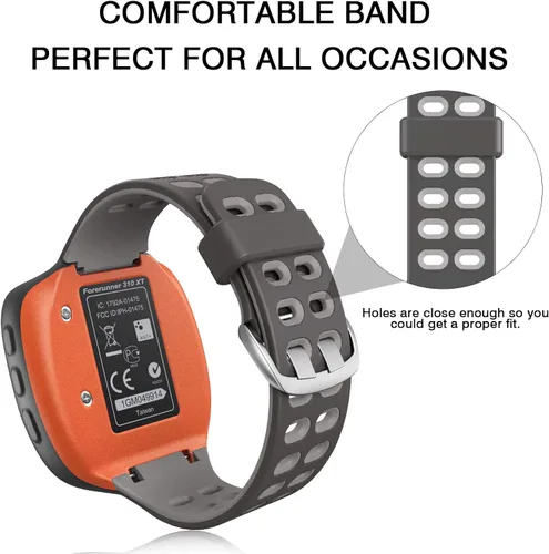 Miniatura 4 de ANCOOL Correa de reloj compatible con Garmin Forerunner 310XT, correa de reloj de silicona suave de repuesto para reloj inteligente Forerunner Gris