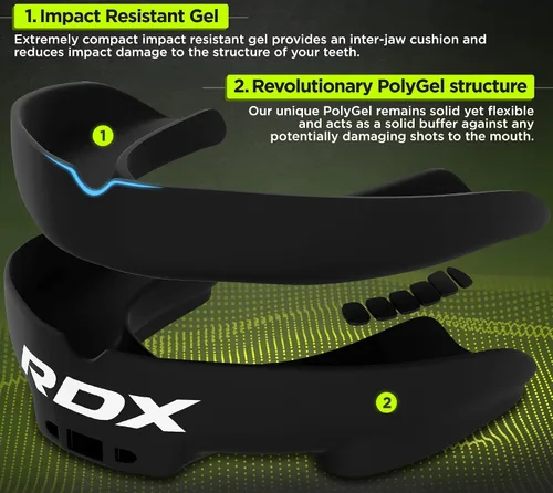 Miniatura 3 de RDX Protector Bucal para Boxeo MMA Kickboxing Muay Thai Judo Karate - Protector de Mandíbula con Funda de Almacenamiento para Adultos, Artes Negro