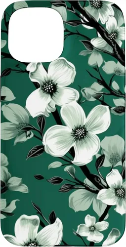 Miniatura 6 de White Dogwood Flower Pattern Green Black & White Case for iPhone 17