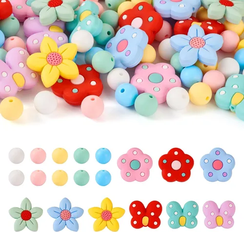 Miniatura 9 de Craftdady - Cuentas focales de silicona con forma de corazón, cuentas espaciadoras sueltas para manualidades, pulseras, collares, llaveros de 0.99 x