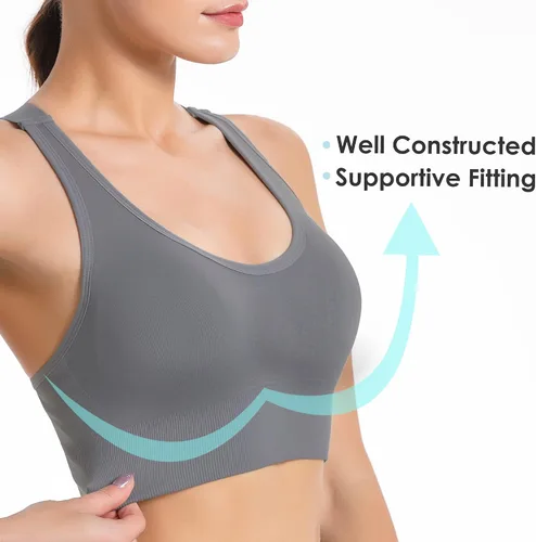 Miniatura 4 de Evercute - Brasier deportivo para mujer con relleno, soporte medio, tirantes cruzados y ajustables, sin costuras, para yoga, ejercicio atlético
