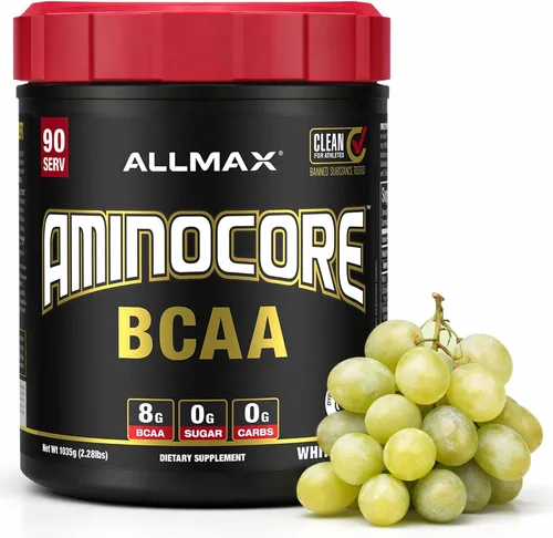 Miniatura 19 de ALLMAX Nutrition AMINOCORE BCAA en polvo, 0.29oz de aminoácidos, bebida de recuperación intra y después del entrenamiento, sin gluten, frambuesa