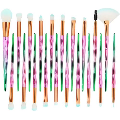 MELADY Conjunto de brochas de maquillaje, 20 piezas, multifuncionales, para polvo cosmético, base, sombra de ojos, delineador de ojos, labios, rosado