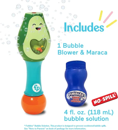 Miniatura 3 de Little Kids Fisher-Price - Maraca de juguete para niños pequeños Shake and Go Bubble 2 en 1 sin derrames, varita de burbujas y juguete musical