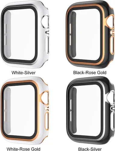 Miniatura 3 de Paquete de 4 fundas compatibles con Apple Watch de 1.614 pulgadas Series 7, protector de pantalla integrado de vidrio templado ultrafino, cobertura