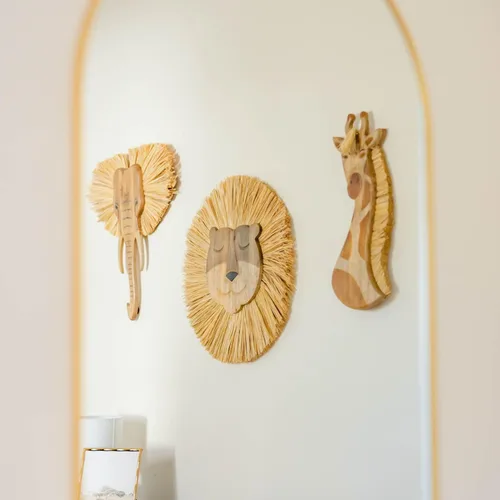 Miniatura 4 de Crane Baby Decoración de pared de safari de madera, arte de pared de guardería de animales de madera, decoración de habitación de safari de género