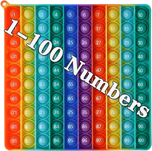 DK-SIMINA P0pp Grande con Números, Hoyuelos Cuadrados Arcoíris Juguete Fidgett Ttoy 100 Burbujas Juguete Matemático Herramienta de Aprendizaje para