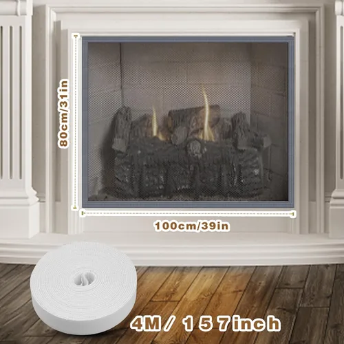 Miniatura 7 de Cubierta de malla para chimenea, cubierta magnética para chimenea a prueba de bebés, barrera a prueba de mascotas con cinta mágica, puerta
