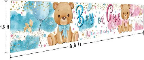 Miniatura 2 de Cartel grande de letrero para niño o niña, bonito oso revelado de género, decoración de jardín para fiesta de patio o jardín, revelación de género
