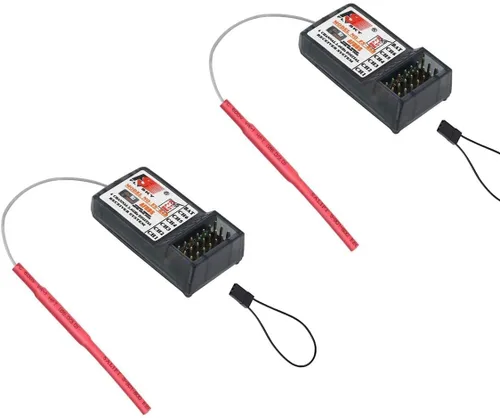 2 receptores Flysky FS-R6B 2.4G 6CH - Modelo de radio receptor de control remoto, compatible con FS-I4 / FS-I6 / FS-I6X / FS-T6 / FS-I10 / FS-GT2E