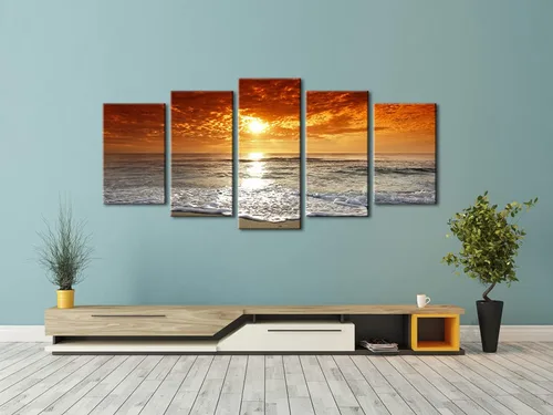 Miniatura 7 de Wieco Art, 5 paneles con hermosas vistas en alta definición en lienzos estirados y enmarcados. Lienzos de arte moderno de pared para decoración