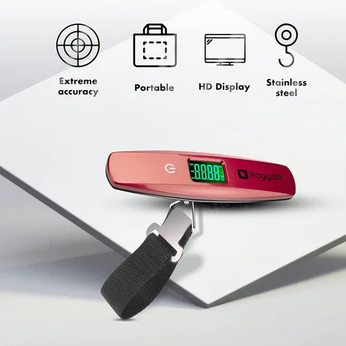 Miniatura 3 de Báscula digital portátil para maleta, báscula colgante, báscula de pesaje de equipaje con luz de fondo y función de tara, capacidad de 110