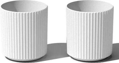 Miniatura 19 de Veradek Serie Mason Demi Plantador - Plantador Grande Redondo para Patio/Balcón Interior o Exterior Hecho de Plástico y Hormigón con Agujeros